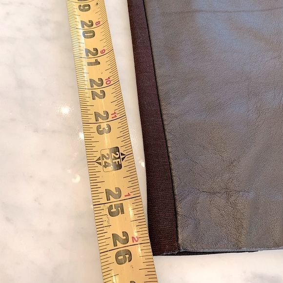 Joffer Caoc brown leather flat front pants with stretch cotton back size 4 - Picture 8 of 9